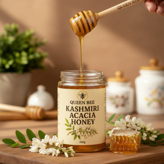 Queen Bee Kashmir Acacia Honey Low Glycemic Index